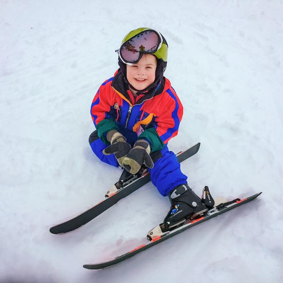 Grant on skis, age 4